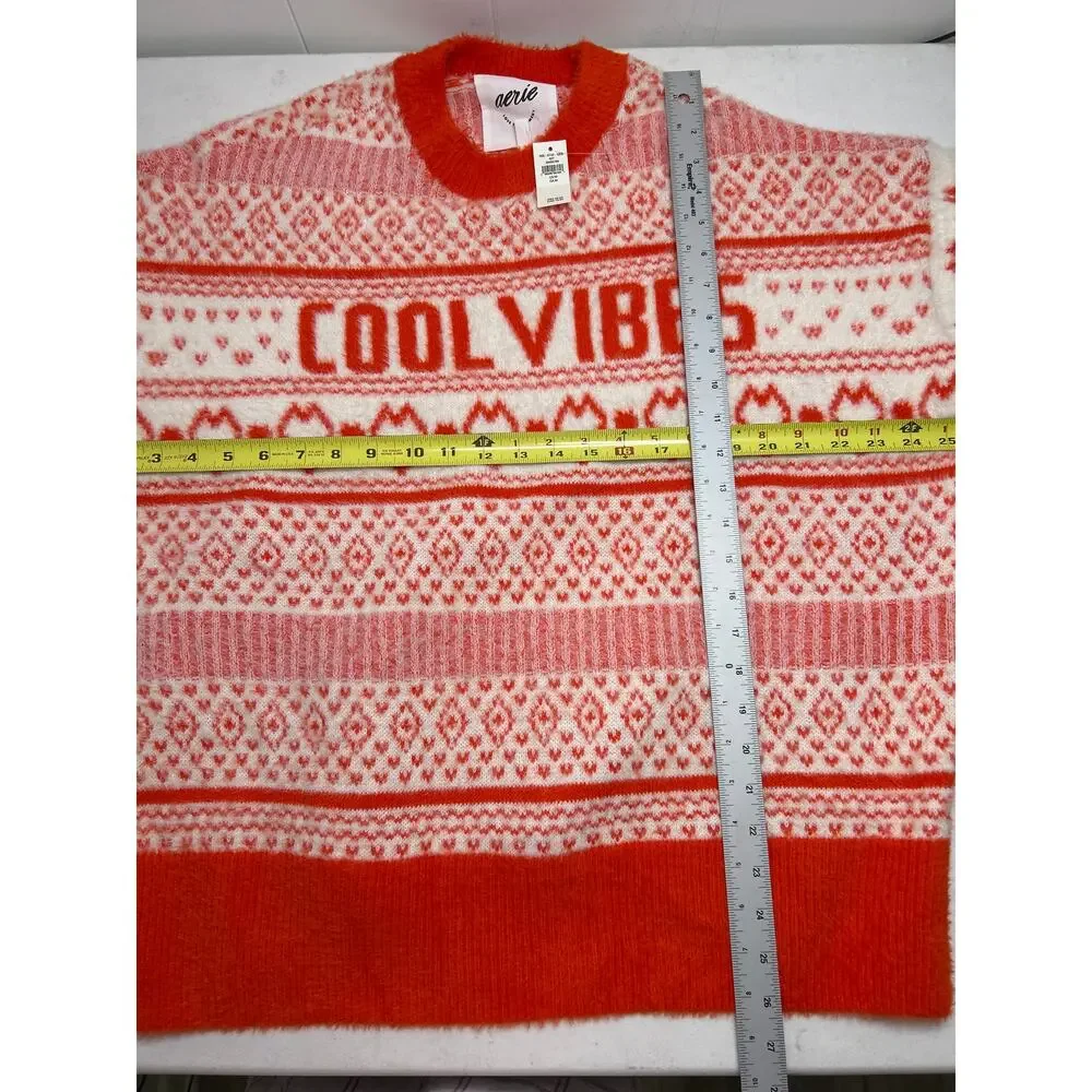 Aerie Flurry Oversized Comfy Soft Crew Neck Sweater in sunburst. Size S NWT